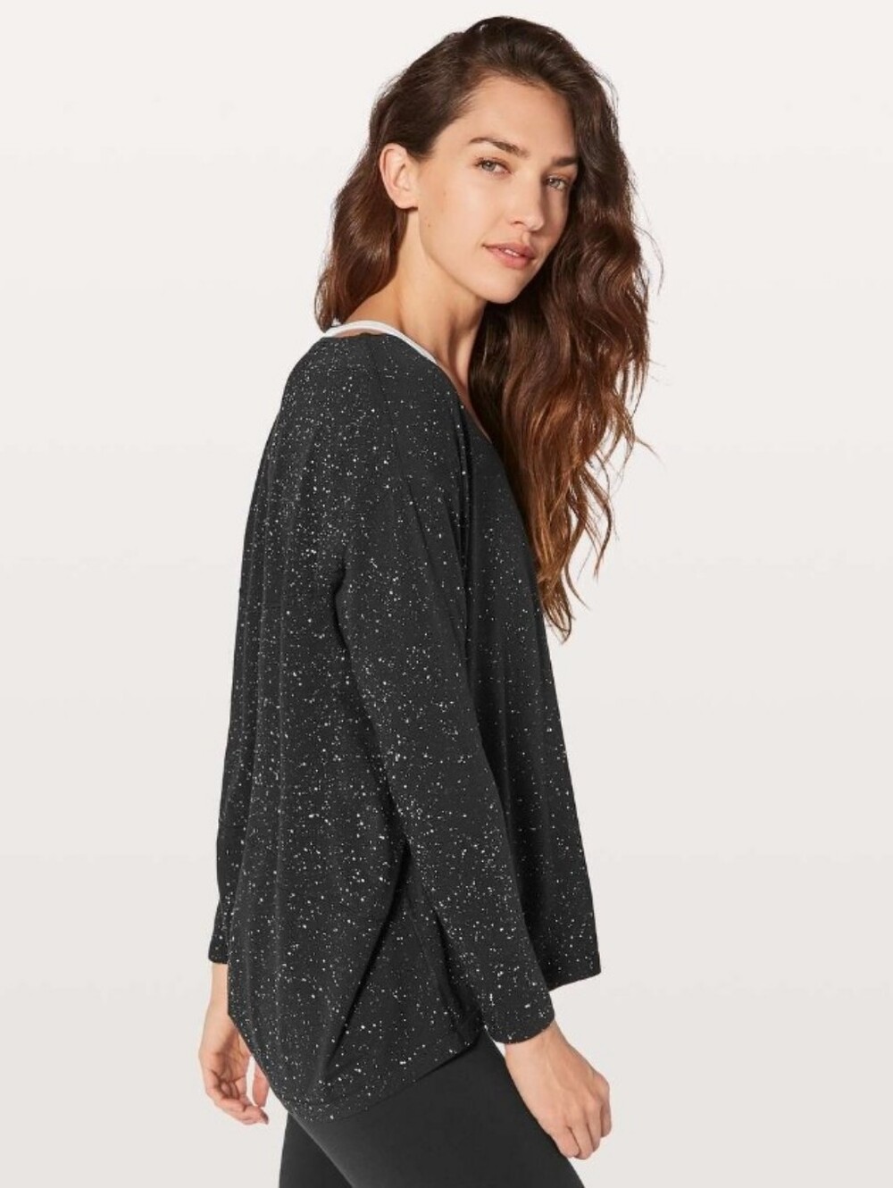 Lululemon Back In Action Long Sleeve V Splatter Dye Black Size 12-14